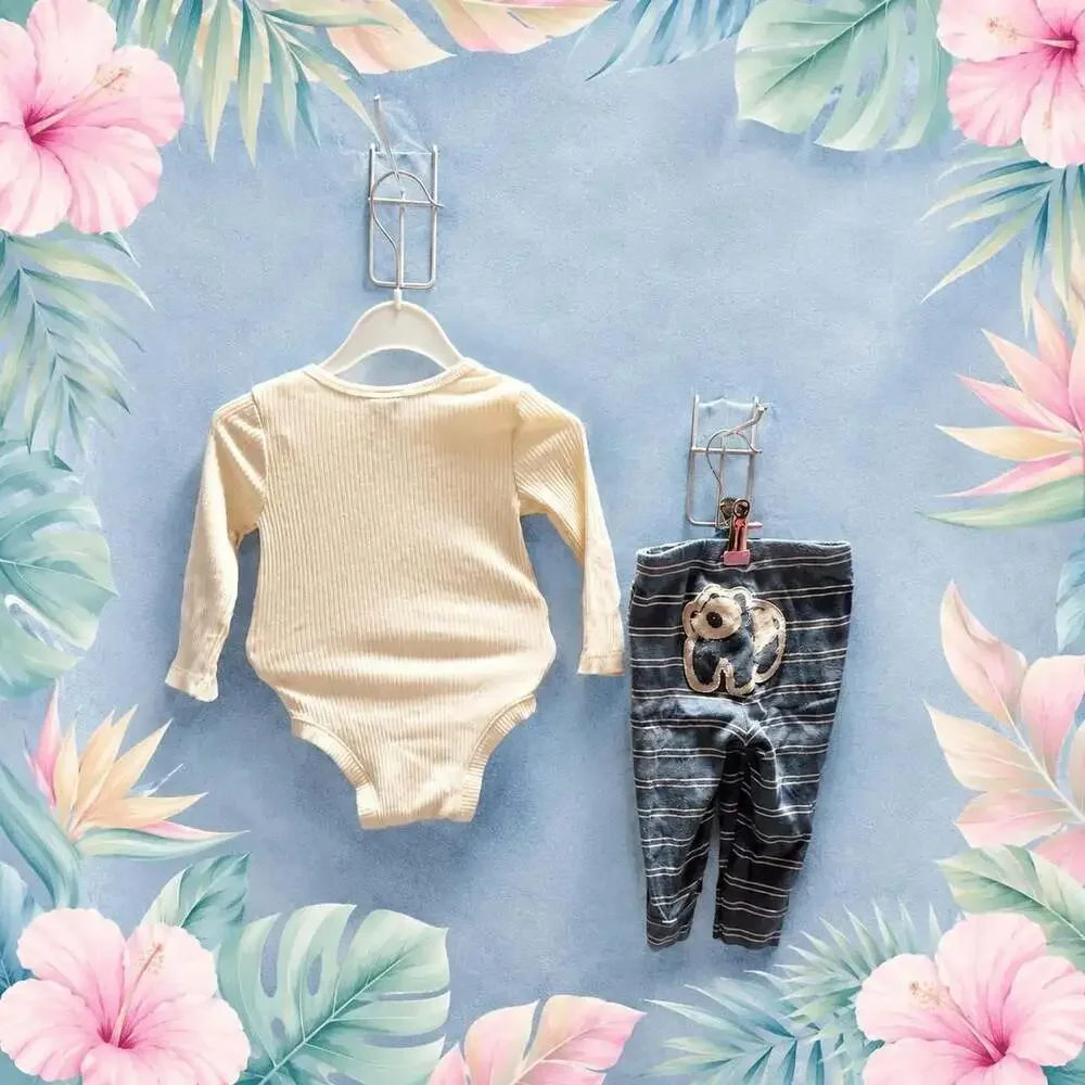 Old Navy Baby 2-Piece Set Cream Ribbed Onesie and Striped Panda Pants